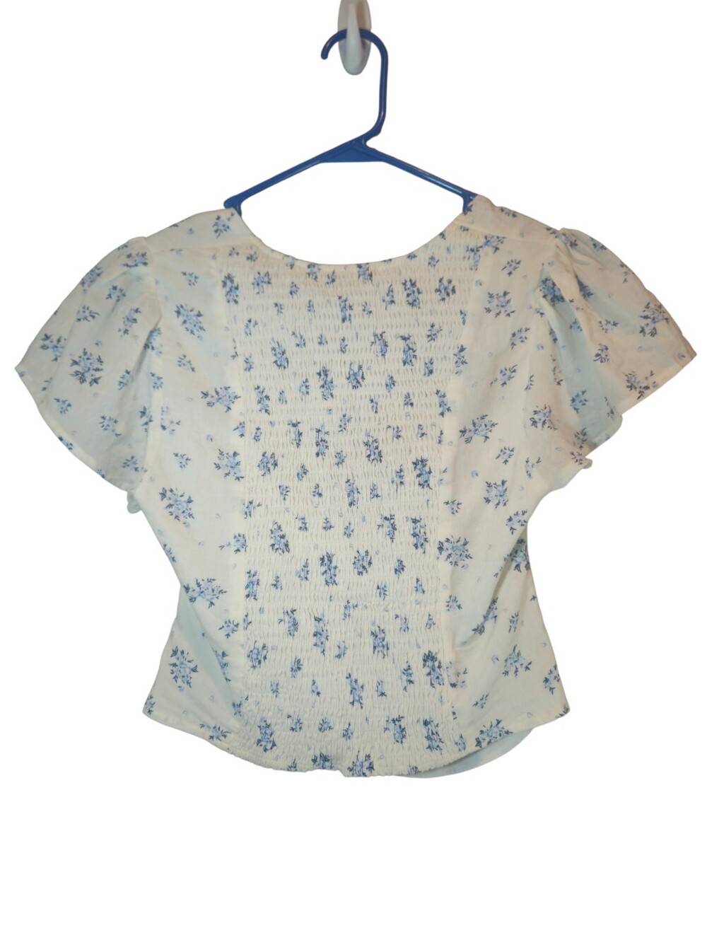 NWT En Saison Floral Cutout Crop Top Smocked Back Puff Sleeve Size S - Picture 11 of 13